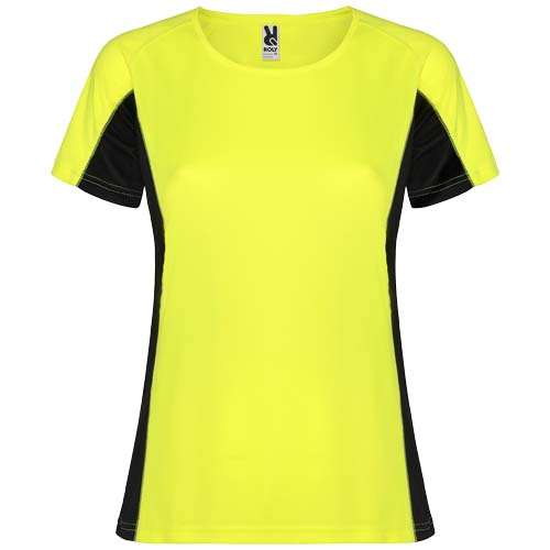 T-shirt Femme personnalisé pour le sport Shanghai ROLY Jaune fluo et Noir